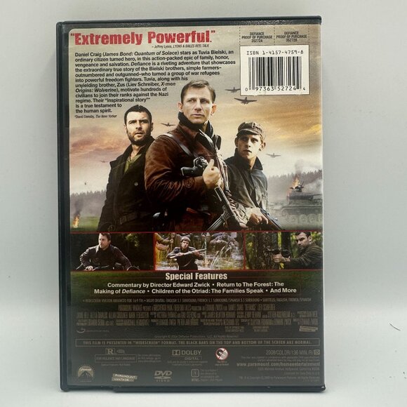 Defiance DVD 2008 Daniel Craig Liev Schreiber Paramount R Region 1 Action Drama - Picture 2 of 3